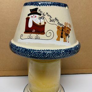 Winter, Holiday Snowman and Reindeer Candle Shade and Base - Vintage/Retired